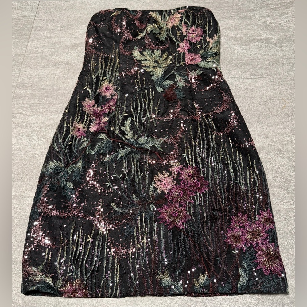 Montage by Mon Cheri  strapless, floral-embroidered sequin dress Women Size 10